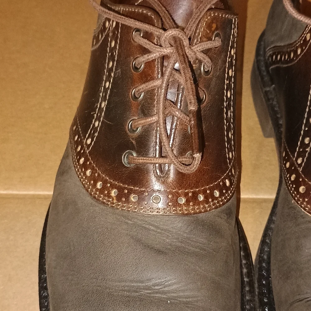 Johnston & Murphy Handcrafted Italy Leather Saddle Oxford Shoes Brown Men's‎ 8.5